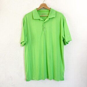 Men's Nike Golf tour performance Neon Green White Stripe Polo shirt Size L
